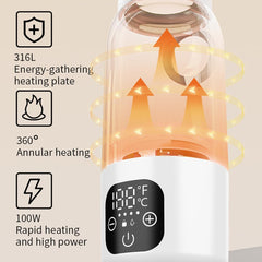 EUBUY bottle warmer Type-C charging port for fast recharging.