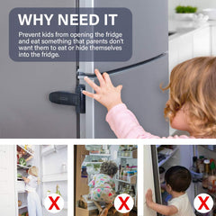 EUDEMON fridge lock with pre-taped adhesive for tool-free installation.