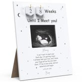 EURSET Sonogram Frame Countdown Weeks displayed on mantel for pregnancy milestones