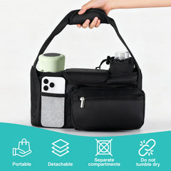 Eutopic detachable phone bag on stroller organizer for secure on-the-go storage.