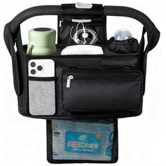 Eutopic stroller organizer with large capacity cup holder for quick beverage access.