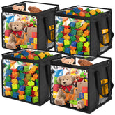 EVELOMO 4-pack cube toy storage bag showing organized storage in a playroom.