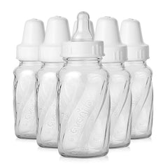 Evenflo classic glass twist bottle 4oz in use during feeding, easy grip design.