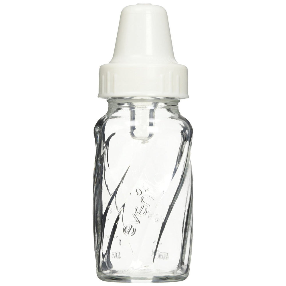 Evenflo Classic Twist Glass bottle with micro vent nipple for smooth feeding and reduced gas.