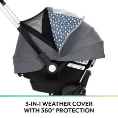 Evenflo Shyft all-weather cover lower unzip for quick access to your child