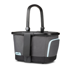 Evenflo Stroller Market Basket Gray Sky attached to Pivot Xpand top tower for hands-free shopping.
