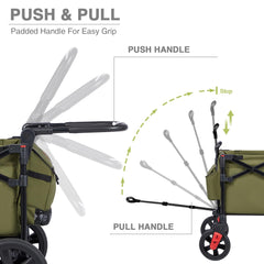 Ever Advanced foldable wagon adjustable handle for comfortable pushing.