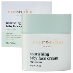 Evereden baby face cream 1.7oz tube provides gentle, non-greasy hydration.