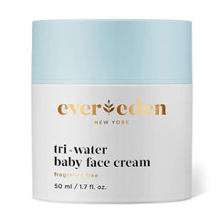 Evereden Tri-Water Baby Face Cream with glacier water for cooling hydration.