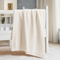 EVERGRACEHOME ivory plush baby blanket 50x60 for nursery warmth