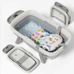 EverKiddo collapsible baby bathtub with thermometer for easy water temp checks.