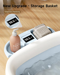 EverKiddo collapsible bathtub blue thermometer display for temperature monitoring