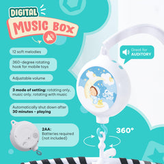EverLove crib mobile clip-on arm enables easy, tool-free setup.