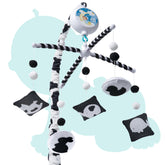 EverLove Montessori crib mobile in black and white view to engage newborn vision