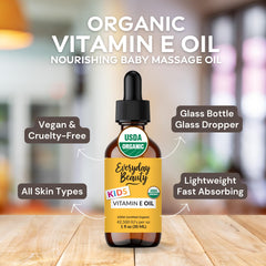 Close-up of organic oil blend ingredients used in Everyday Beauty Vitamin E Oil.
