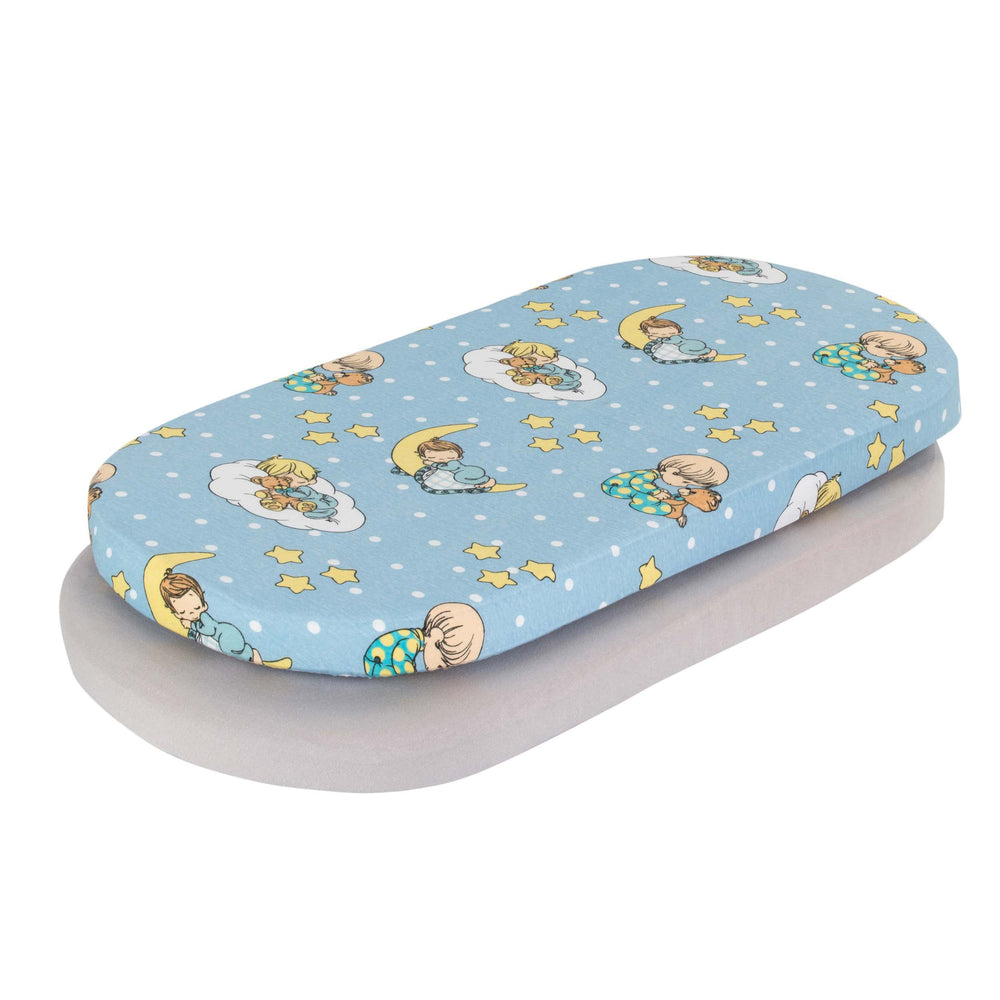 EVERYDAY KIDS bassinet sheet in Precious Moments print offers cozy comfort for baby during naps.
