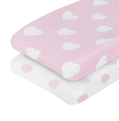 EVERYDAY KIDS changing pad cover hearts on pink adds gentle style