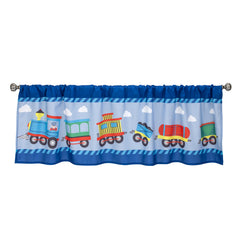EVERYDAY KIDS Choo Choo Train valance fits standard 36-48 inch windows.