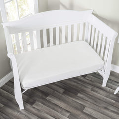 Everyday Kids 52x28 fitted crib sheet with full elastic trim for a secure fit.