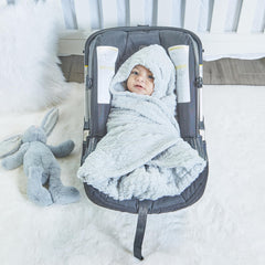 EVERYDAY KIDS gray car seat blanket plush fleece bottom keeps seats clean and comfy.