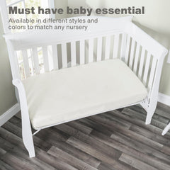 Everyday Kids two-pack fitted crib sheets in beige for cozy nurseries.
