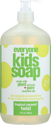 Everyone 3in1 Tropical Coconut bottle for multitask cleansing (body wash, bubbles, shampoo).