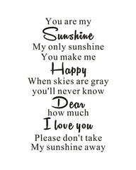 Everysticker4u You Are My Sunshine mural quote enhances nursery walls with easy, removable decor.