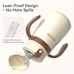 Evorie 316L stainless steel sippy cup shows durable, rust-resistant construction
