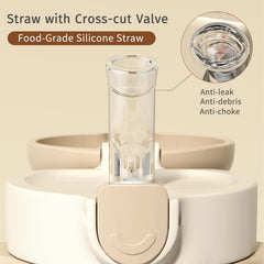 Evorie spill-proof lid and cross-cut straw minimizes debris during sipping