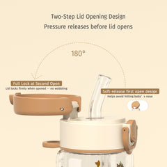 Evorie Tritan kids bottle straw access, easy sipping during activities.