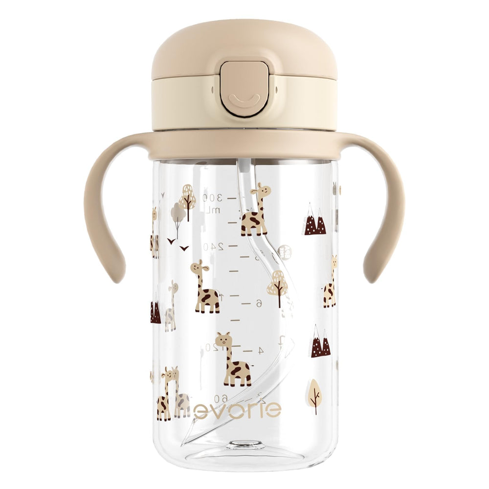 Evorie Tritan spill-proof toddler cup with straw lid for mess-free sipping