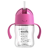 Evorie Tritan weighted straw cup in strawberry, front view, easy sipping for kids.