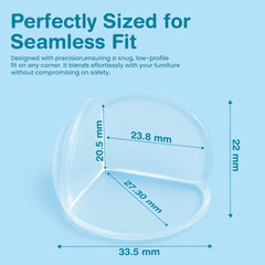 EXCOLIT clear edge guard on table corner blends with décor for discreet protection.