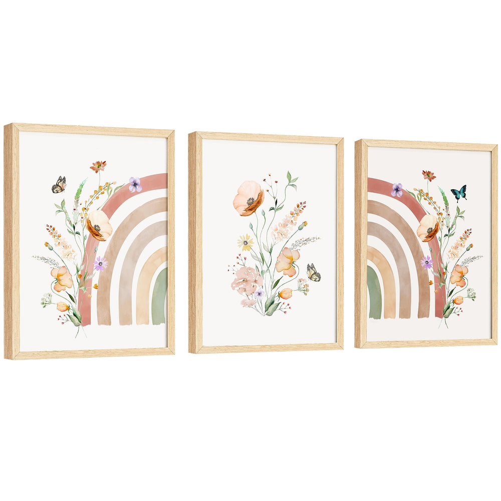 EXCOOL CLUB Rainbow Nursery Decor floral rainbow wall art brightens a girls room