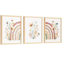 EXCOOL CLUB Rainbow Nursery Decor floral rainbow wall art brightens a girls room