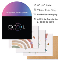 EXCOOL CLUB Rainbow Nursery Decor wildflower boho posters add soft pastel charm