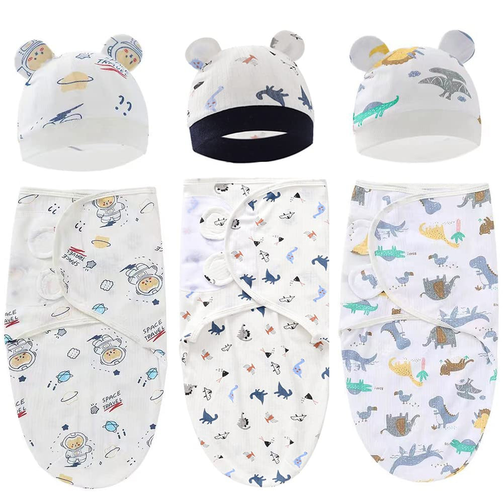Exemaba astronaut swaddle in soft cotton for cozy newborn sleep.