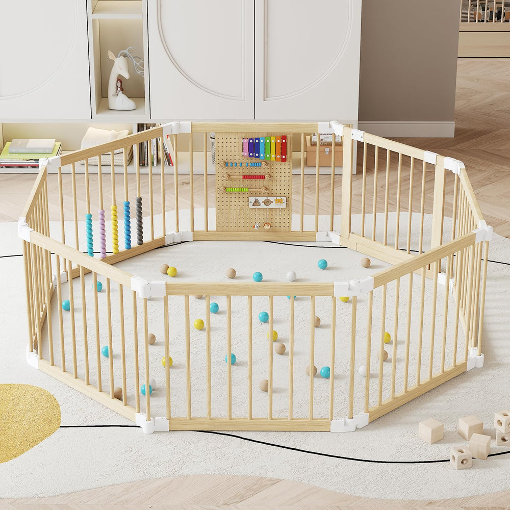 EXPERLAM Baby Playpen folded and portable for easy storage and travel.