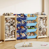 EXPERLAM 12-bin toy shelf blue for organized playroom storage.