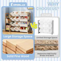 EXPERLAM toy storage organizer wood material closeup highlights pine construction.