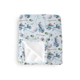 EyMzcod baby blanket featuring watercolor blue ball glove motif for cozy naps.