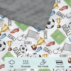 EyMzcod Mink blanket featuring soft cleats motif for stroller trips.