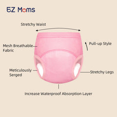 EZ Moms five-layer absorbent underwear with waterproof layer protects clothing from leaks.