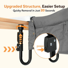 Ezebaby fold-flat travel highchair fits compactly in the included bag.