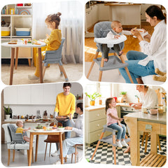Ezebaby high chair with beechwood legs for sturdy support.