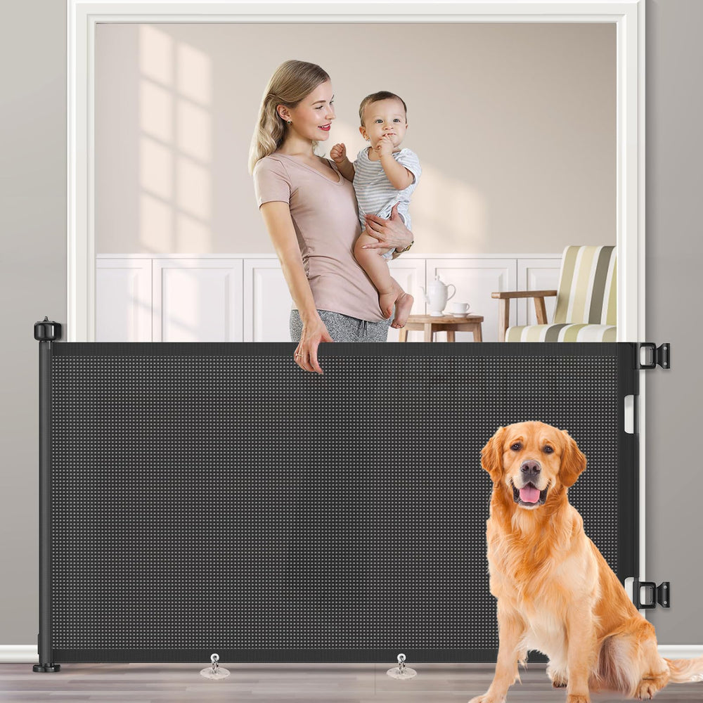 EZIGO 71-inch retractable gate spanning a wide opening for safe play