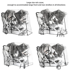 Ezkindheit double stroller rain cover with reflective rim increases safety on night trips