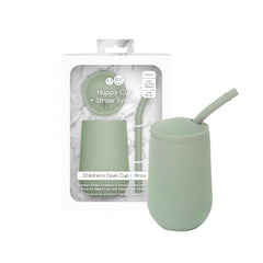 ezpz Happy Cup Sage straw highlights straw drinking for developing swallowing and lip rounding.
