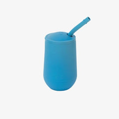 ezpz Happy Cup + Straw System in blue, front view, open-cup practice.