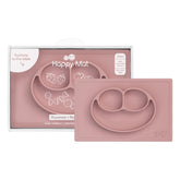 Ezpz Happy Mat blush suction placemat shows a secure base for mess-free meals.